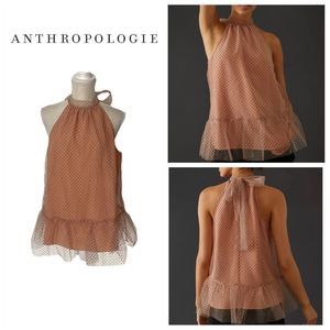 Anthropologie Flocked Halter Top